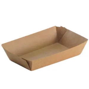 Prostokątna brązowa tacka z papieru typu kraft, 960 ml
