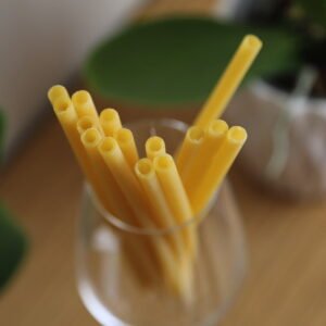 Ecological straws made of food paste in a glass