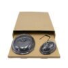 Organic cardboard meal tray with black crockery