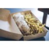 Delivery elongated box in brown kraft with pancake and fries - 22.5 x 12 x 7.5 cm