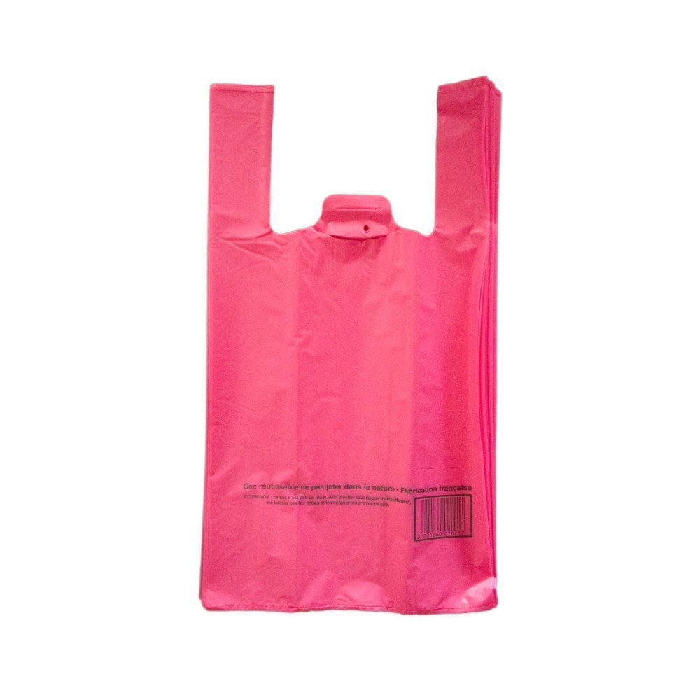 Sacs à bretelles réutilisables 26+12x45 cm rose par 500 - Furodet Emballages