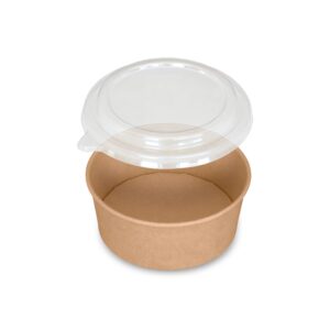 Boîte à salade en kraft brun 750ml avec couvercle transparent