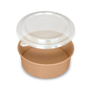 Brown kraft salad box 1300ml with transparent lid