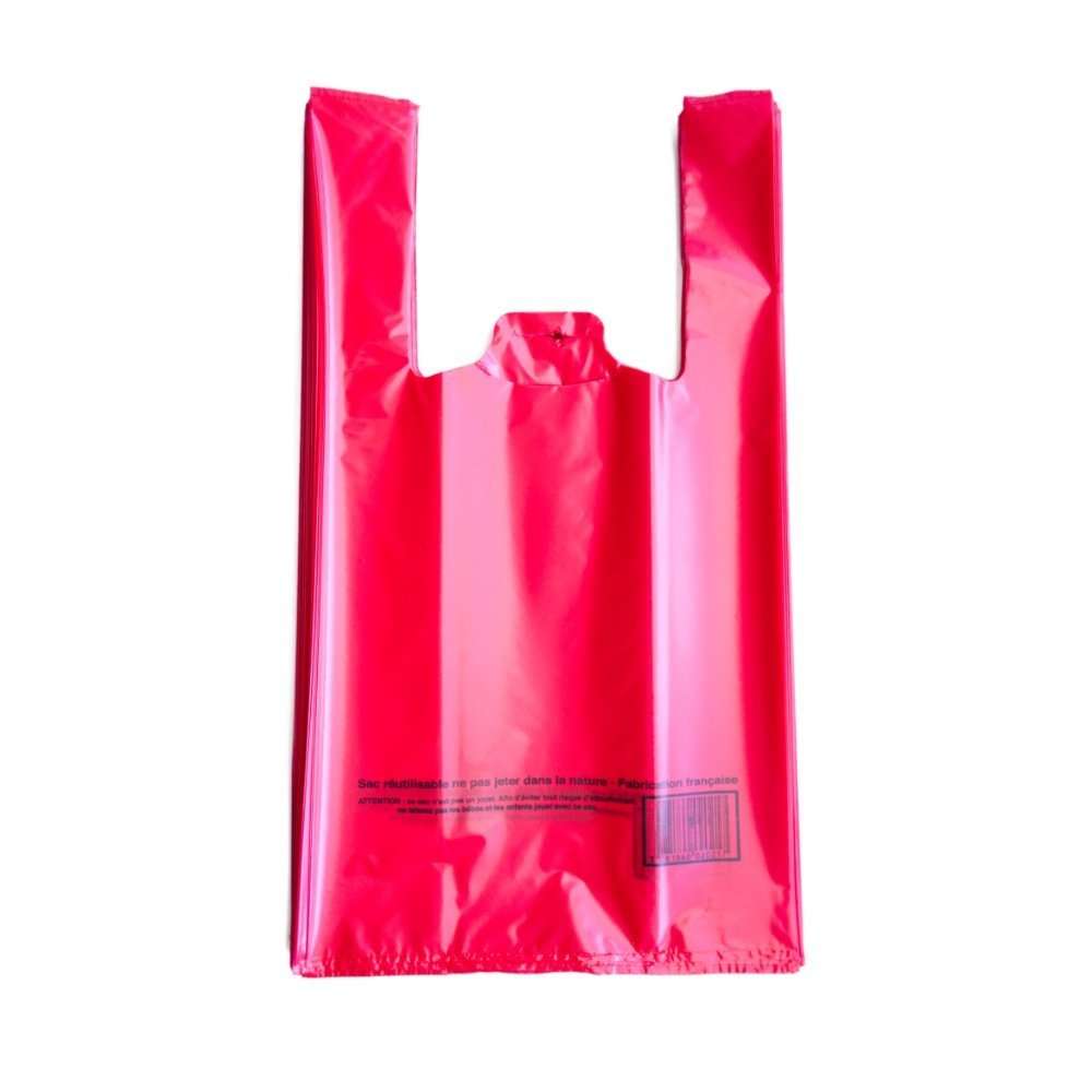 Sacs à bretelles réutilisables 26+12x45 cm rouge par 500 - Furodet