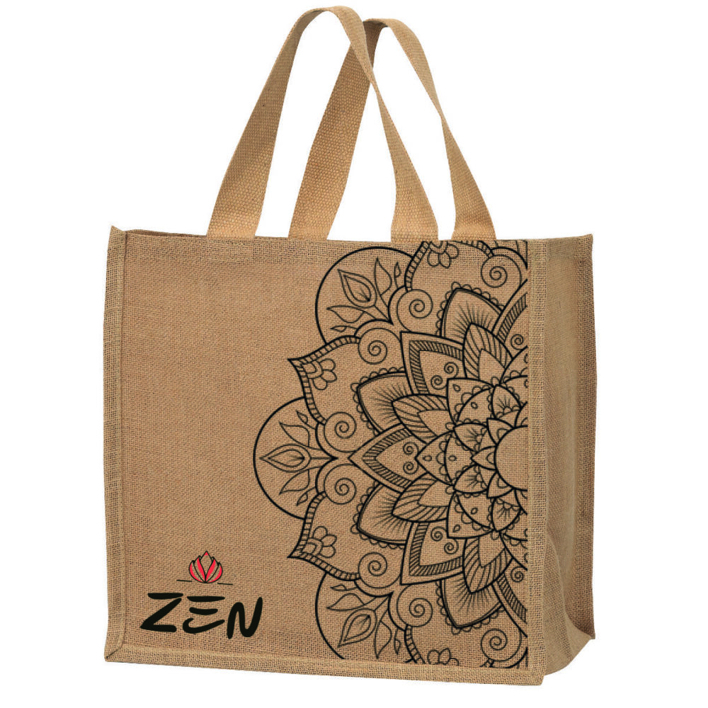 Zen pattern burlap tote bag