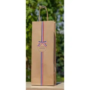 Smooth kraft bottle bag French know-how 15+8.5x39.5 cm