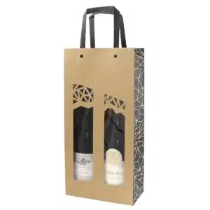 Authentic ecru bag with window for two bottles