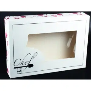 White catering box with “Chef” window