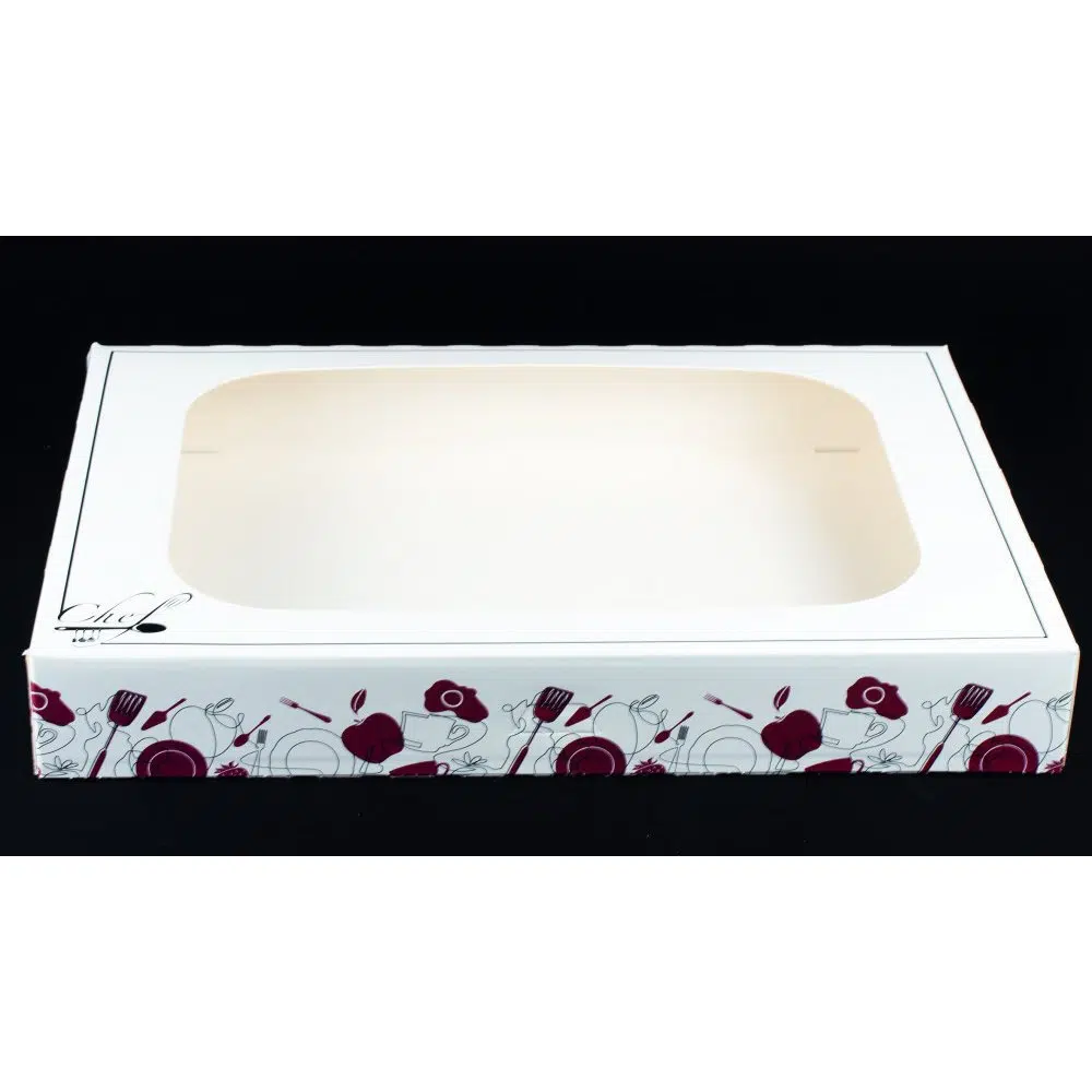 White catering box with window &quot;Chef&quot; 43x30x6 cm