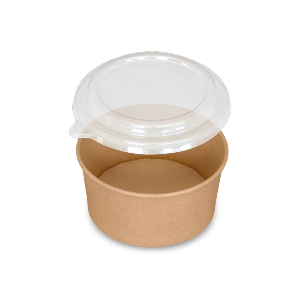 Boîte à salade en kraft brun 1000ml avec couvercle transparent