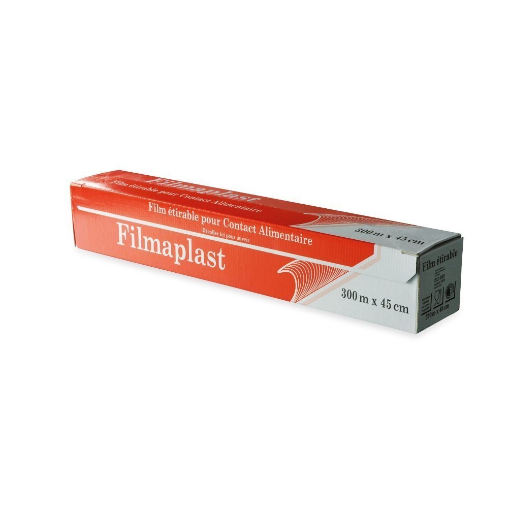 Film étirable alimentaire 45 cm x 300 m en boîte distributrice - Furodet  Emballages