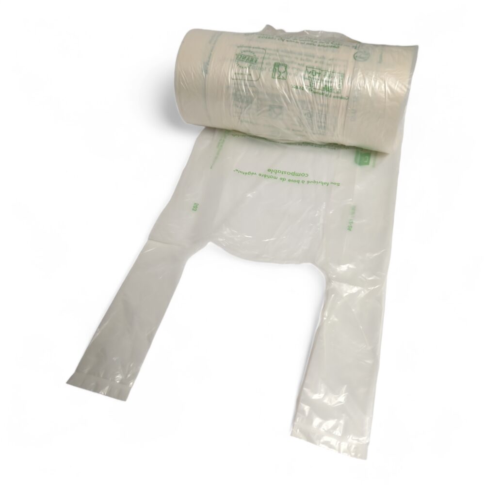 Biodegradéierbar Schëllerbeutel op Roll 23+12x45 cm transparent