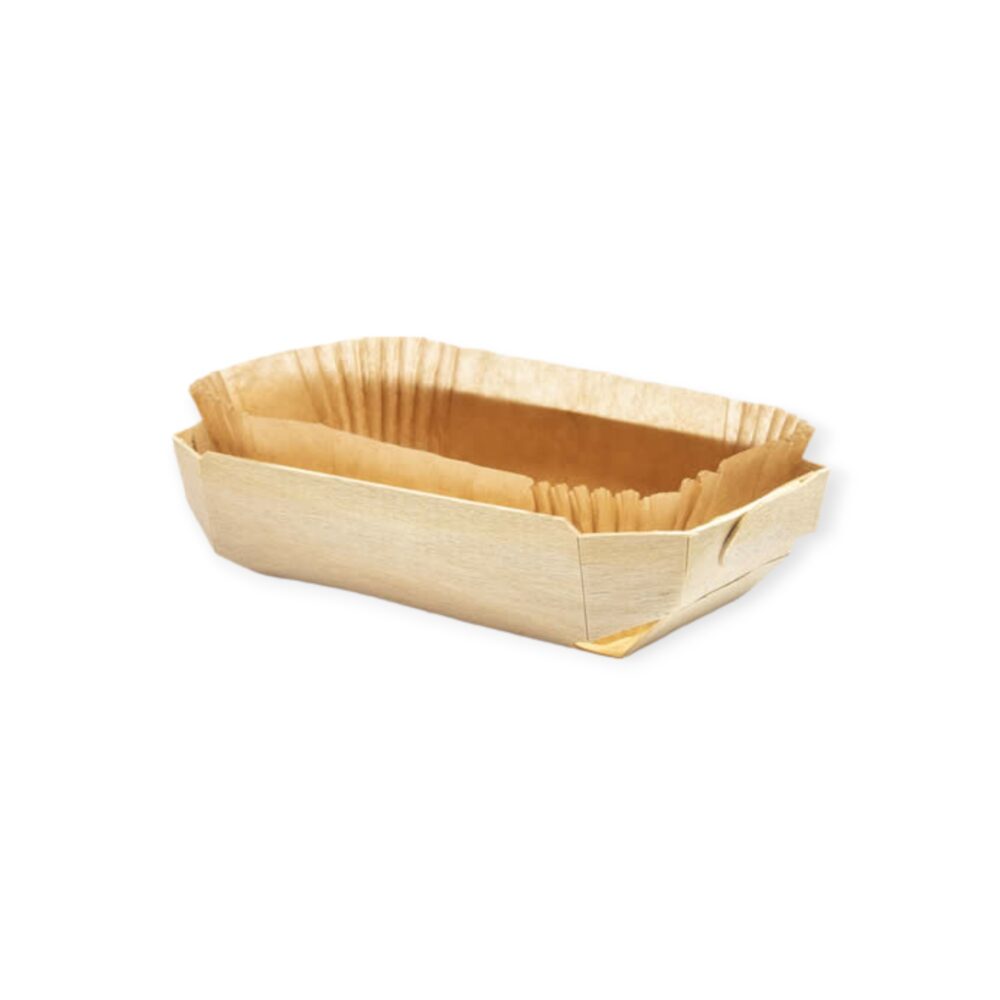 Barquette en bois avec papier cuisson BAB030CP