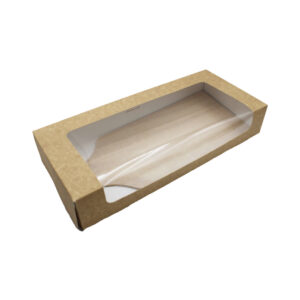 Kit à plancha en kraft brun avec fenêtre 320x140x55 mm