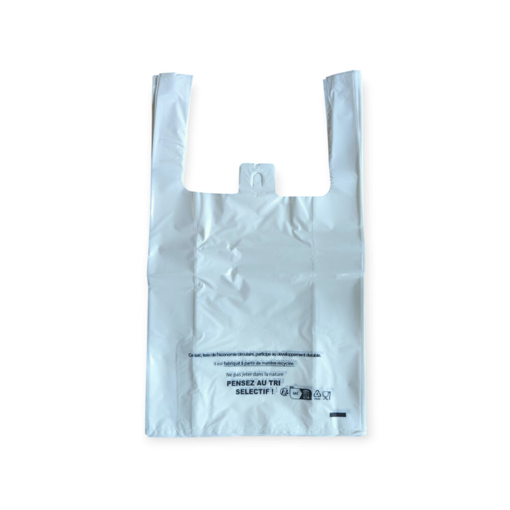 Sacs à bretelles Premium blanc 26+12x45 cm