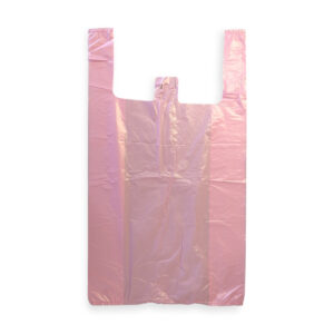 Pink swab bags with straps, 30+14x54 cm, 15µ