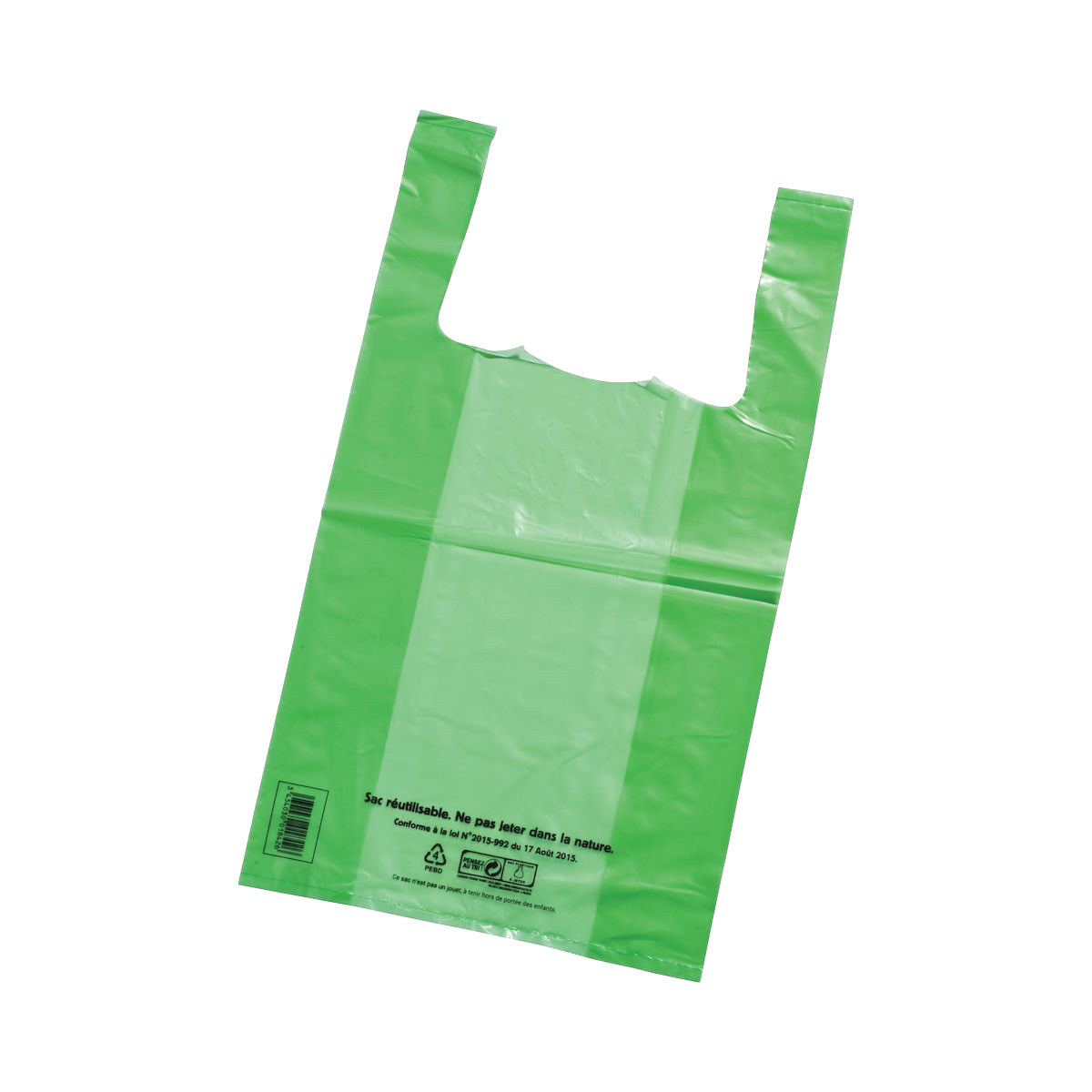 Sacs à bretelles réutilisables verts 27+14x48 cm