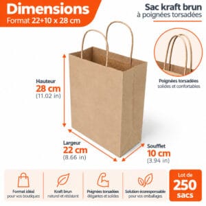 22x10x28 cm Dimensions T | Furodet Emballages Paper bag dimensions: 22+10x28 cm