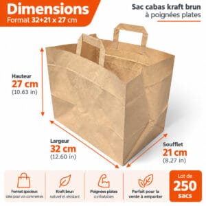Dimensions: 32 x 21 x 27 cm | Furodet Emballages Paper bag dimensions: 32+21x27 cm