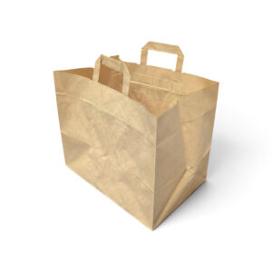 Cabas en papier brun 80g/m² avec anses plates 32 + 21 x 27 cm