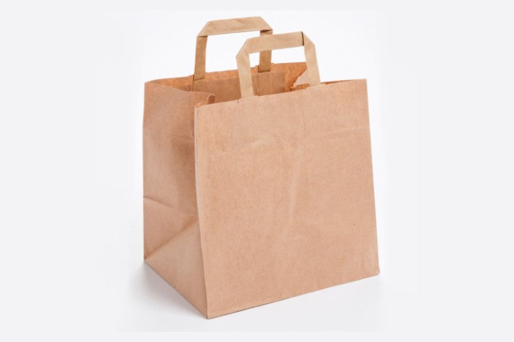 Cabas-26x17x24 | Furodet Emballages Brown paper shopping bag with handles on a white background