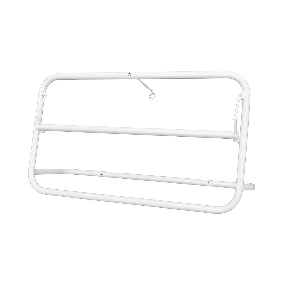 Mixed-gender roll holder, white lacquer, 50 cm | Furodet Emballages White metal bed rail to prevent falls on a bed, mounted along the side