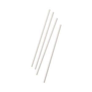 Five white drinking straws arranged diagonally on a white background.